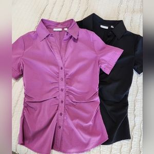 New York & Company Stretch Women's Blouses, Purple and Black, Size M…